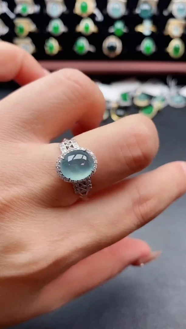 银S925镶嵌戒指翡翠1