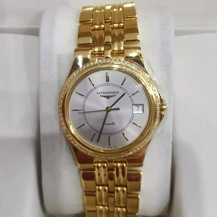 95新 Longines/浪琴 石英表后镶钻盘33腕15/256107059