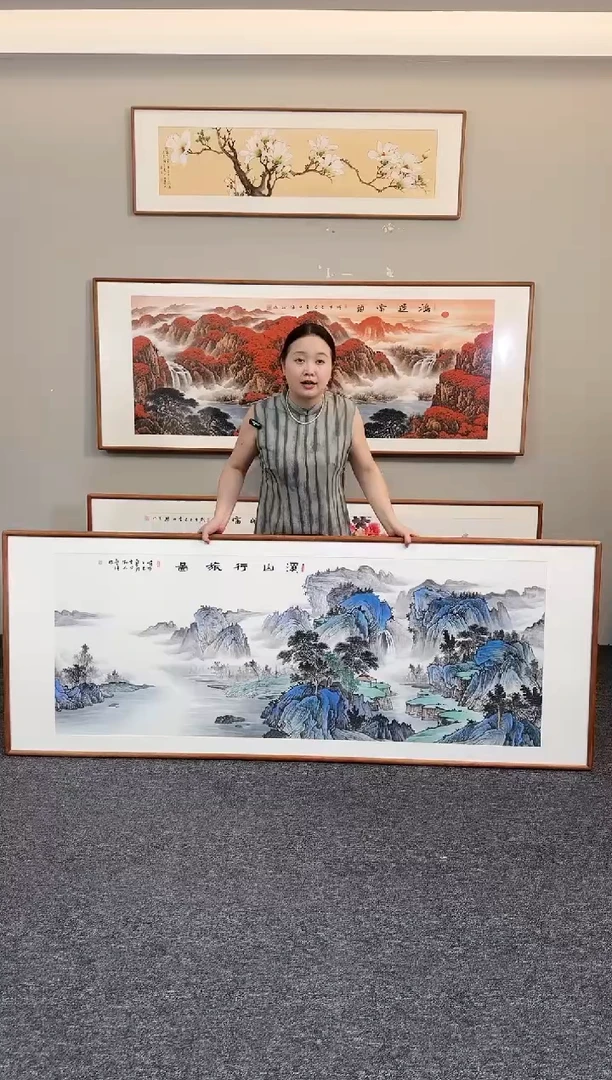 国画溪山行旅图210*80曹勇强老师