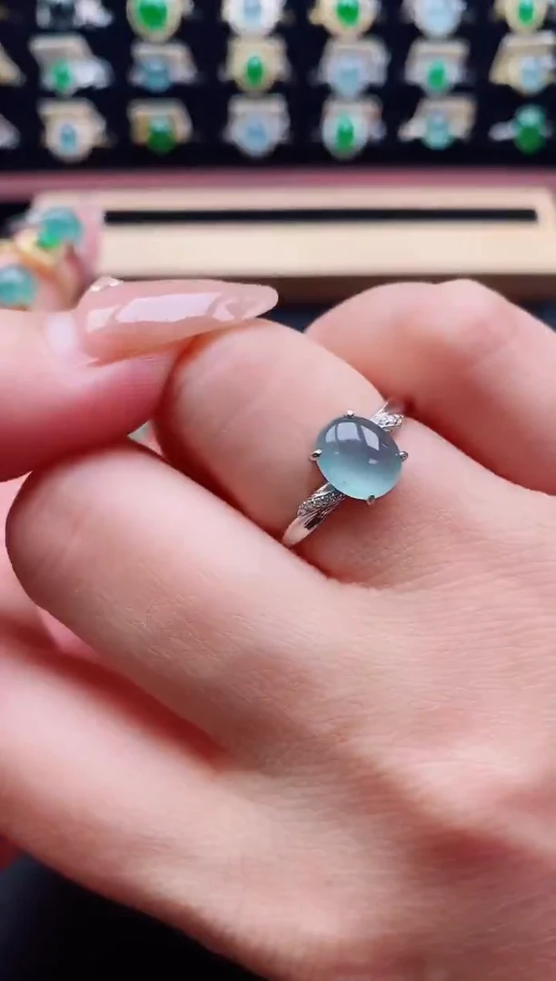 银S925镶嵌戒指翡翠1