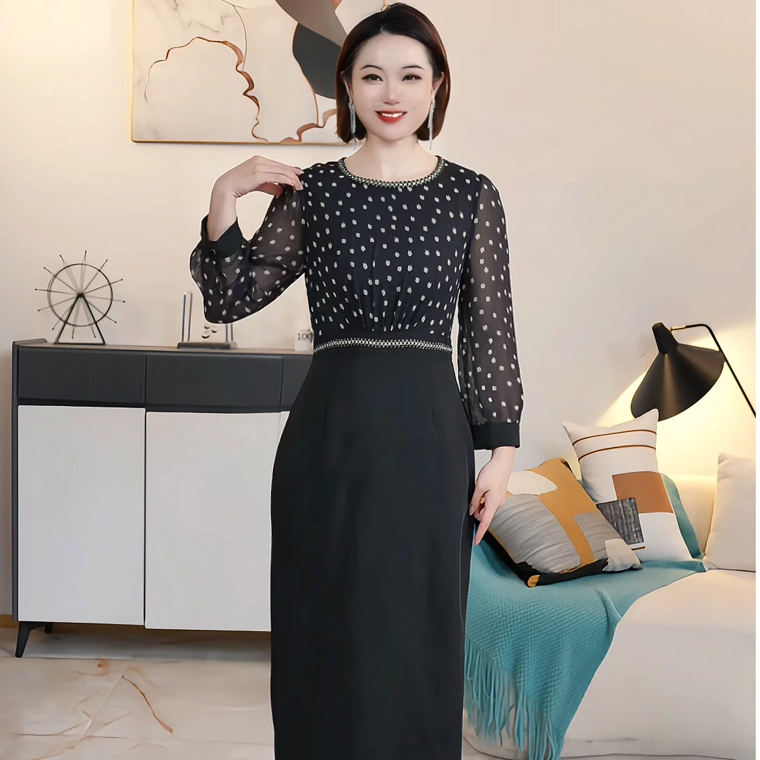 【深圳薇姐清仓】S气质显瘦高腰连衣裙 S5