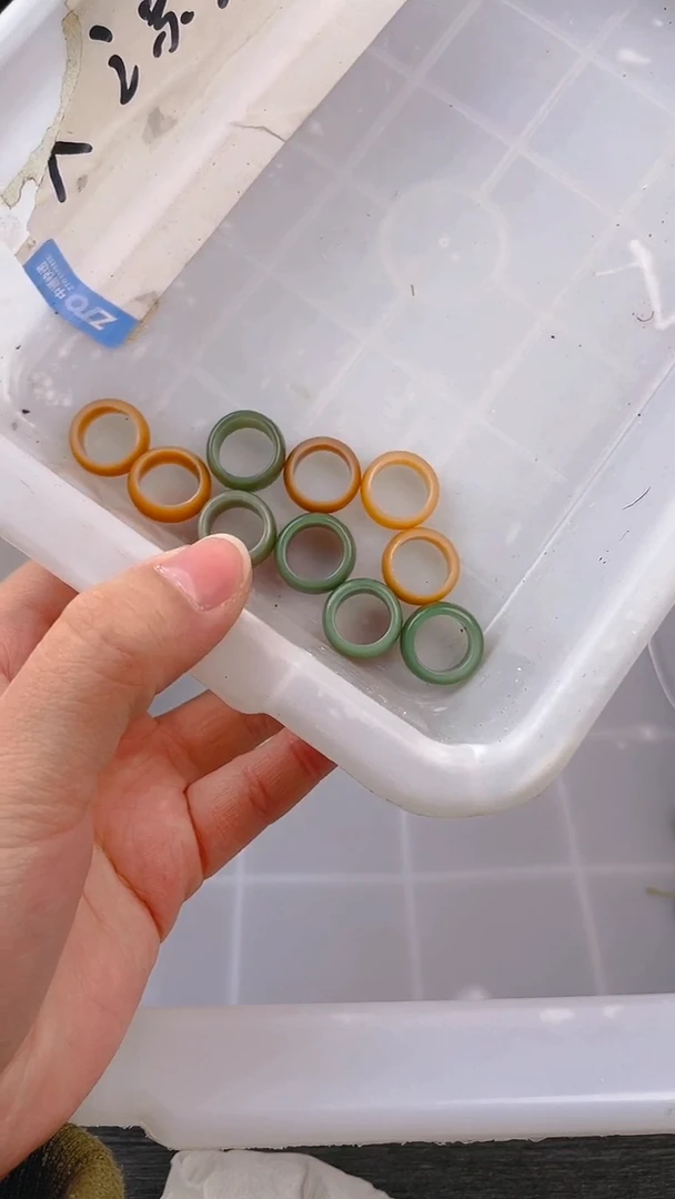 【闪购商品】菩提根/象牙果把件5个绿色宽跑环＋5个黄色细跑环