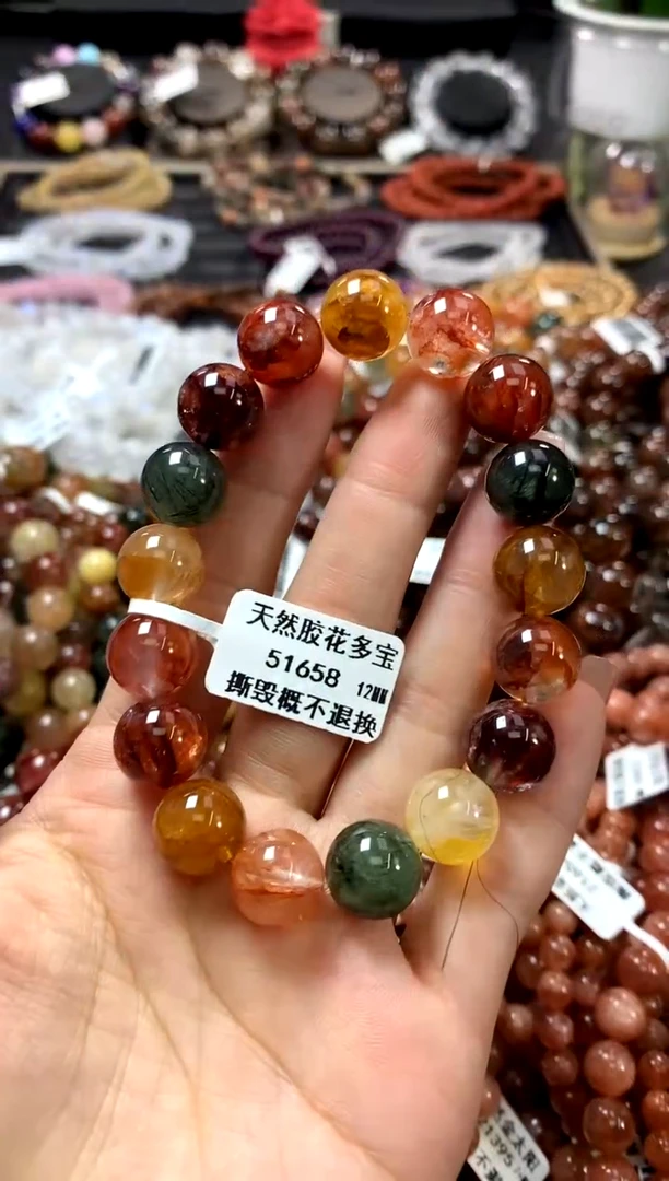 水晶手链未镶嵌胶花多宝12