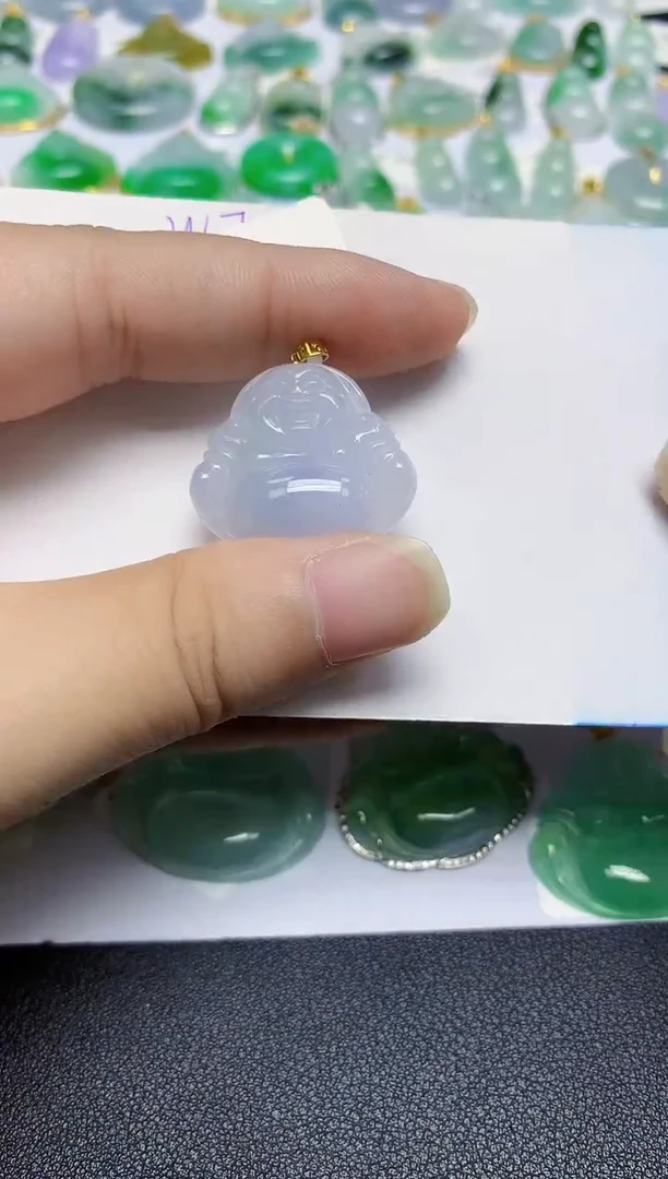 颈饰18K金镶嵌翡翠天然缅甸翡翠A货翡翠百元以上9元证书费自理