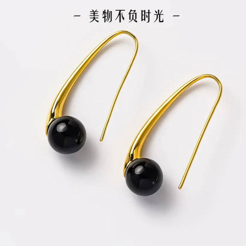 铜合金耳饰 欧美轻奢INS风长水滴耳钩简约复古优雅设计耳饰 耳钉