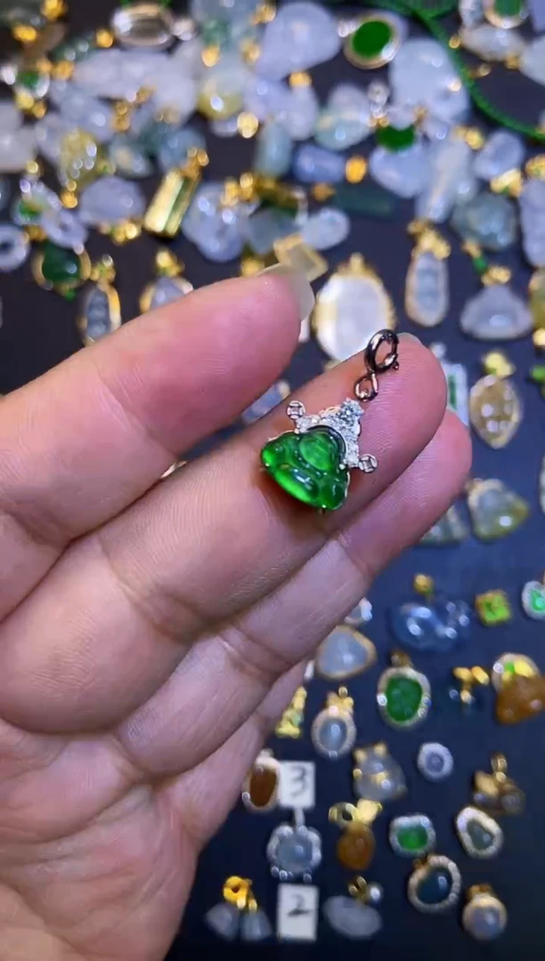 翡翠银S925镶嵌吊坠(不含链)天然A货翡翠