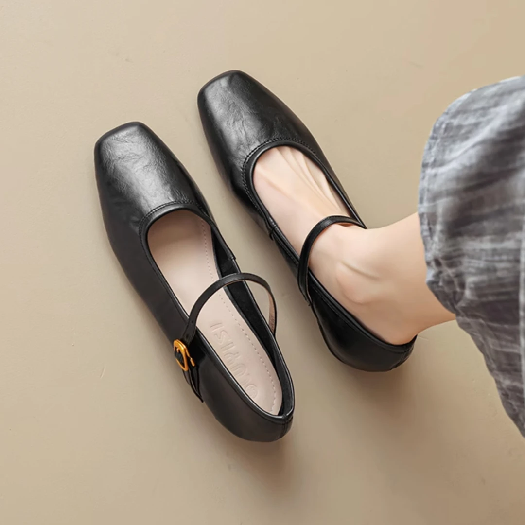 羊皮断码清仓真皮玛丽珍鞋女平底2025新款法式通勤单鞋黑色小皮鞋