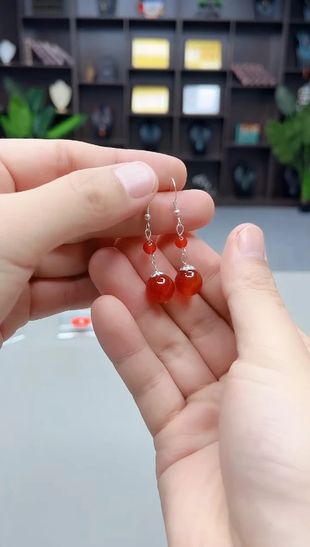 银S925镶嵌耳饰玛瑙/玉髓409000