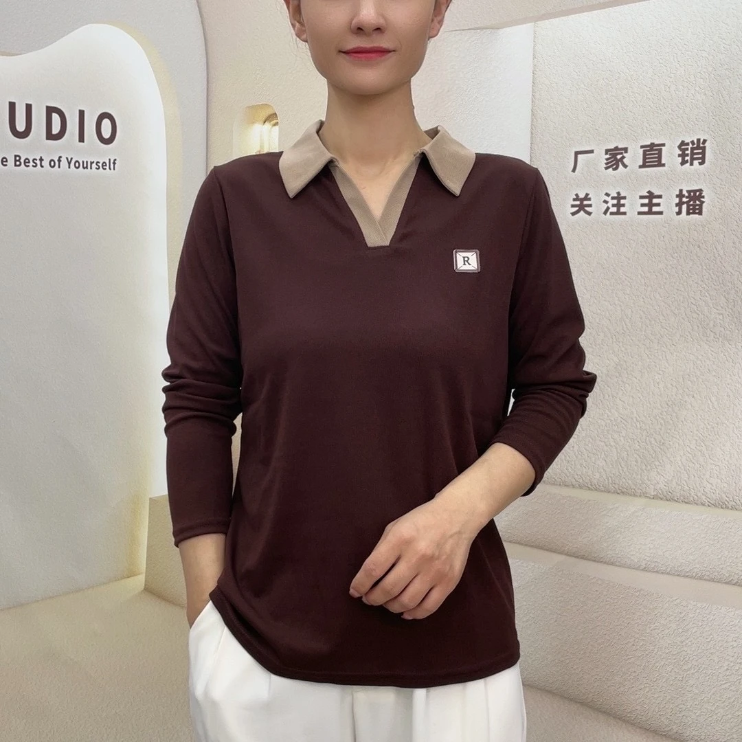 【R标长袖】秋季新款polo领长袖减龄休闲打底衫宽松显瘦百搭上衣