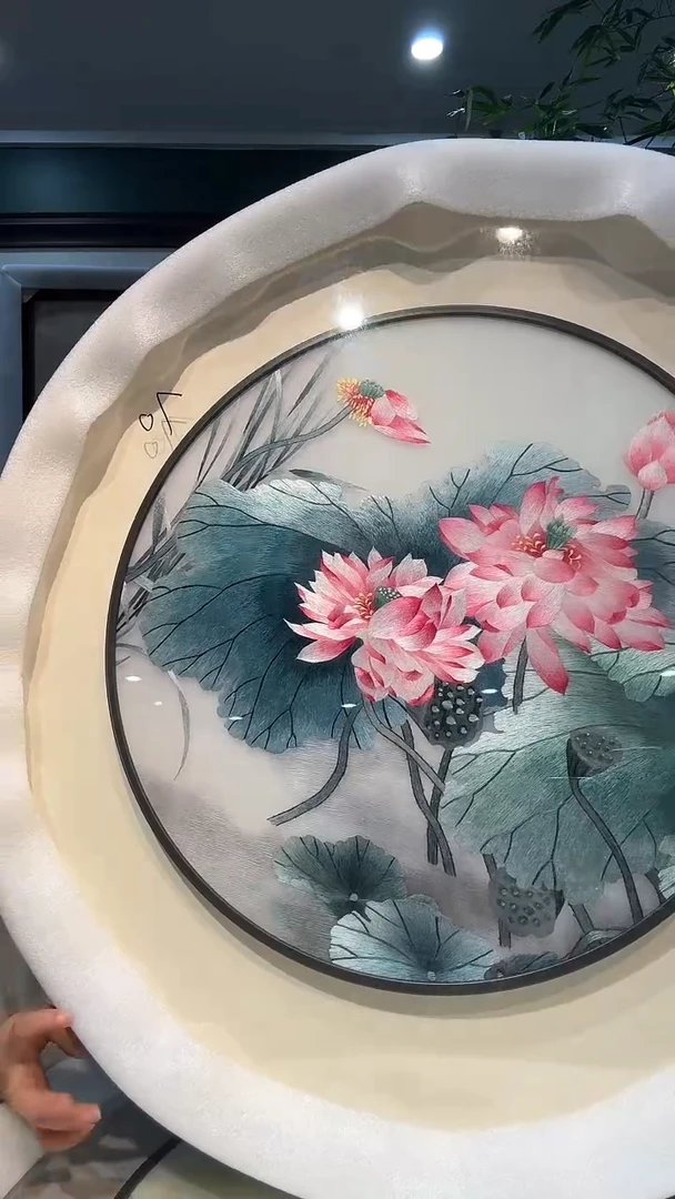 竖款非遗苏绣手工刺绣装饰画不包邮