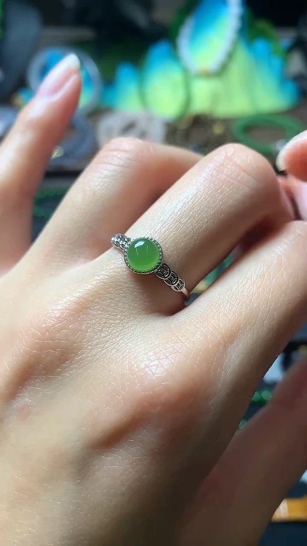 【闪购商品】和田玉戒指银S925镶嵌戒指