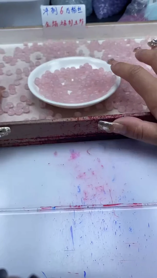 【闪购商品】水晶颈饰未镶嵌w2375粉水晶算盘8*4mm*40颗