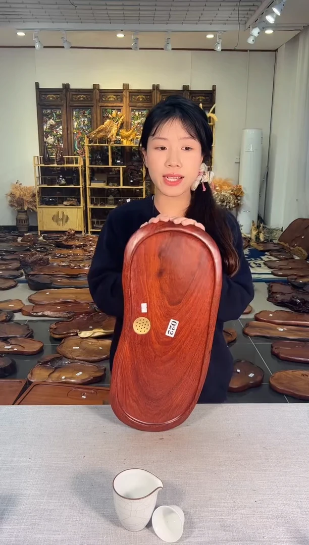 【闪购商品】大果紫檀（缅甸花梨）茶盘022