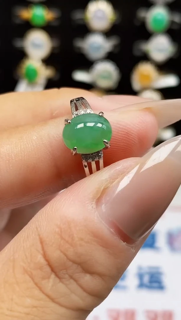 银S925镶嵌戒指翡翠0038