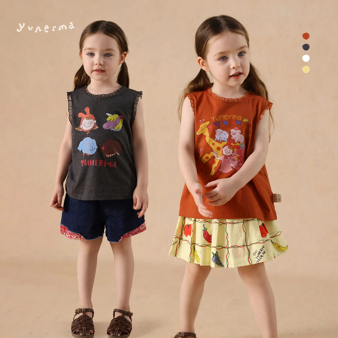 【季度主推】可爱插画蕾丝背心