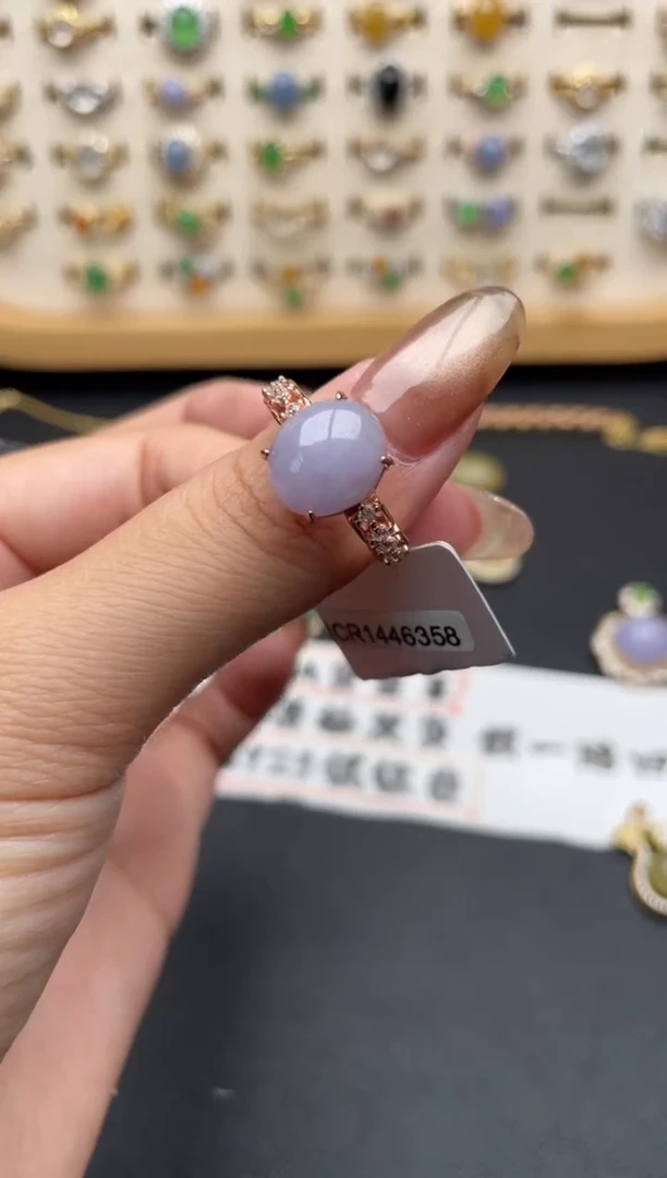 翡翠戒指银S925镶嵌一物一证一礼盒