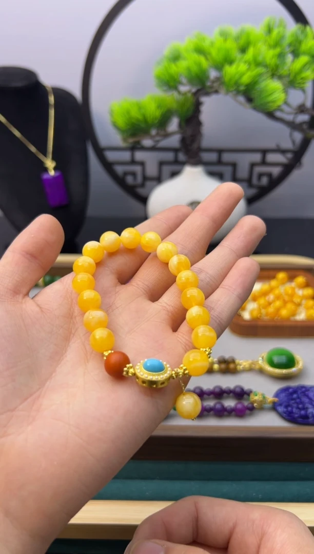 【闪购商品】蜜蜡耳饰14K金镶嵌S487