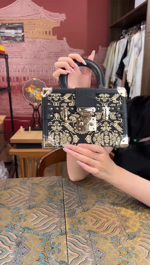 刺绣宋锦李德喜盒子包