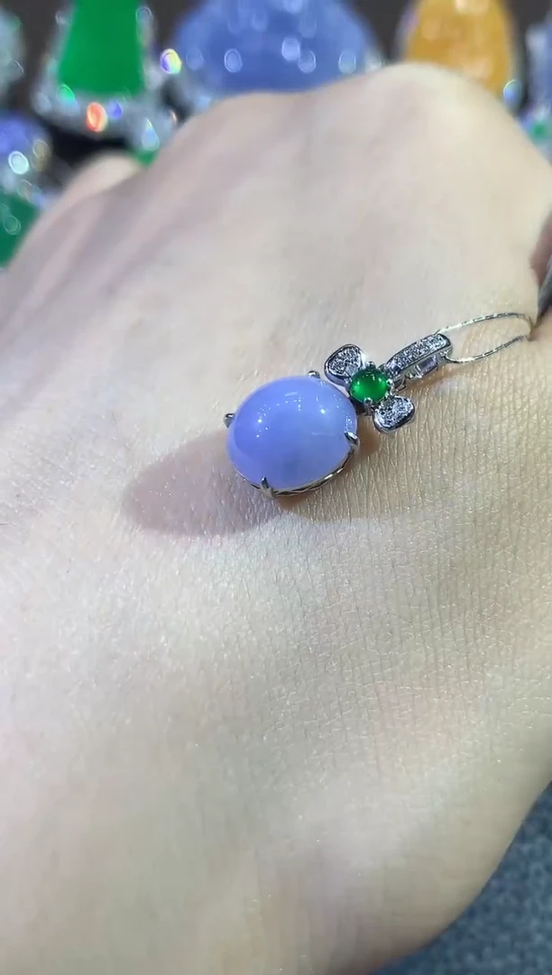 吊坠(不含链)18K金镶嵌翡翠D1翡翠 紫货有一定色差