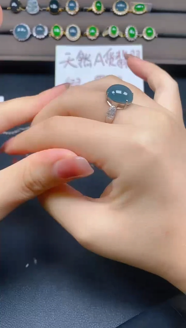 翡翠戒指银S925镶嵌1210