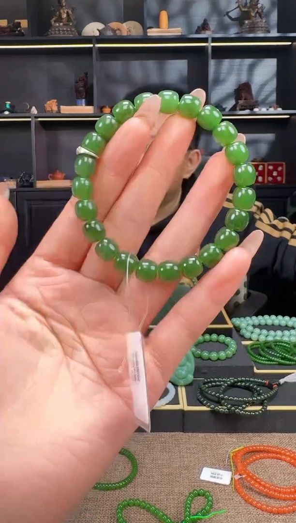 【闪购商品】和田玉1未镶嵌9mm碧玉老型手串