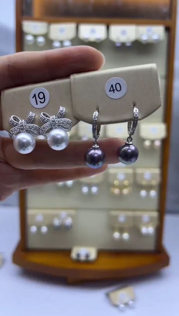 未镶嵌耳饰淡水珍珠17+40