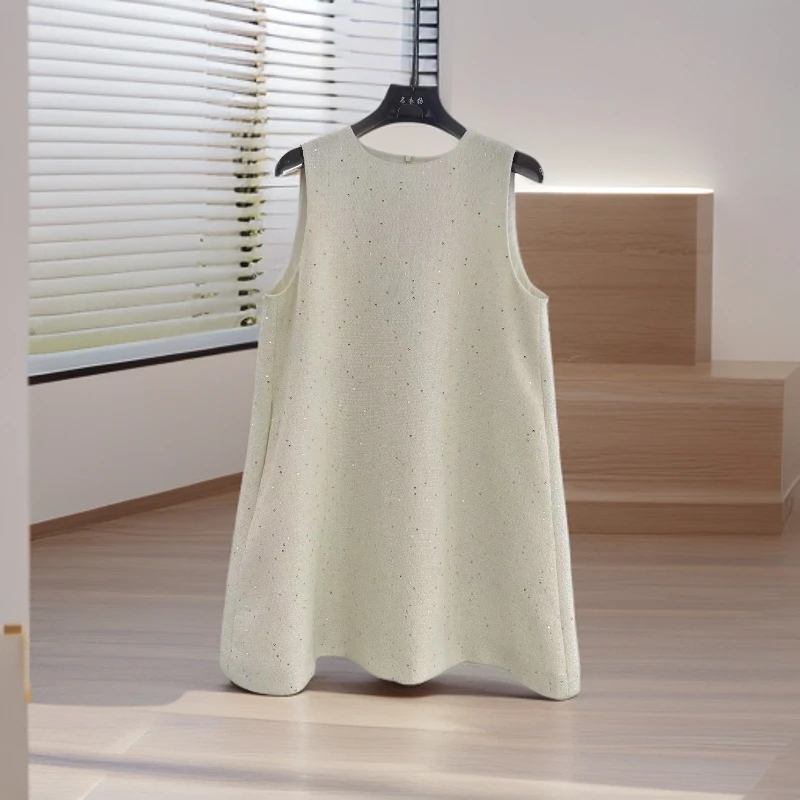 【欣~】亮片A字背心裙~圆领百搭气质A字背心连衣裙