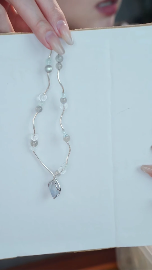 银S925镶嵌项链拉长石@@@@@@@@@@@@@@@@@@@@@@@@