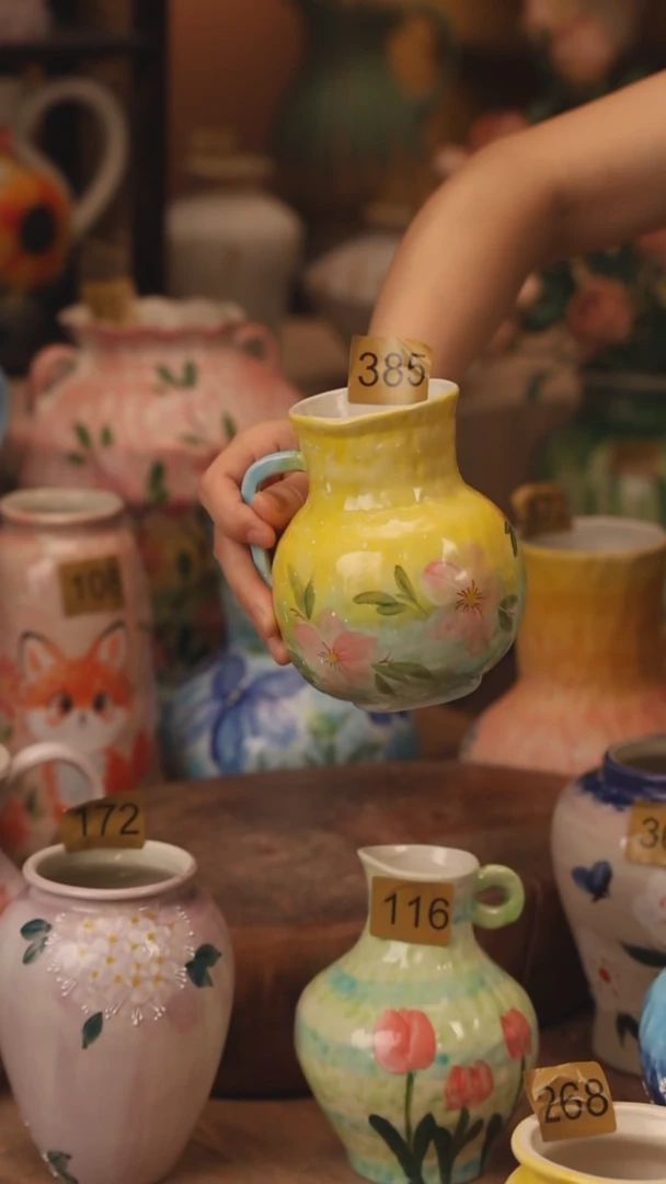 陶瓷385景德镇设计师手作花器摆件侘寂风