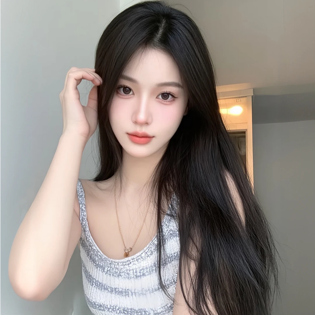 茉橙【封边递针】仿真头皮黑长直轻薄透气全头套全真人发假发女