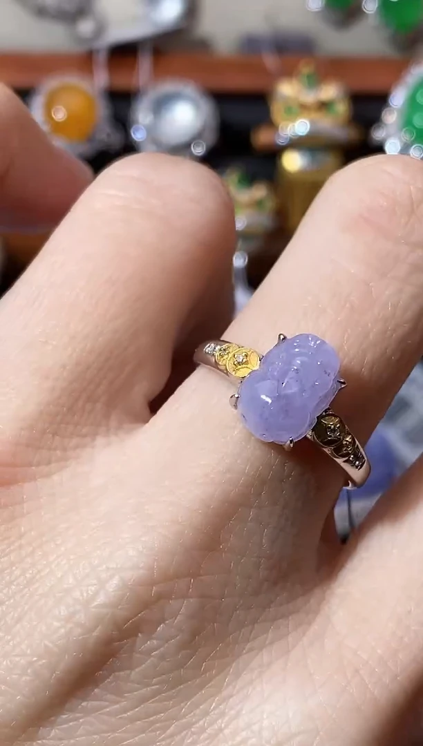 【闪购商品】翡翠戒指18K金镶嵌戒指