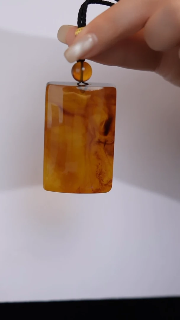 琥珀吊坠(不含链)未镶嵌缅珀平安无事牌吊坠