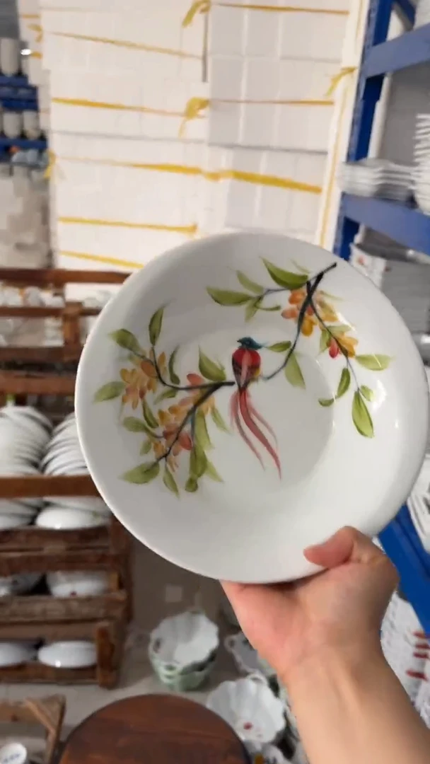 瓷片景德镇高温釉中彩-喇叭盘3