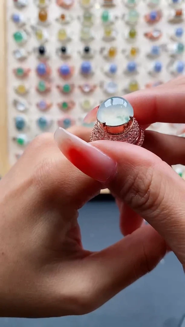 【闪购商品】翡翠戒指未镶嵌缅甸天然A货翡翠444 6+6