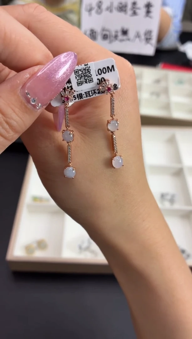 银S925镶嵌翡翠耳饰1111111
