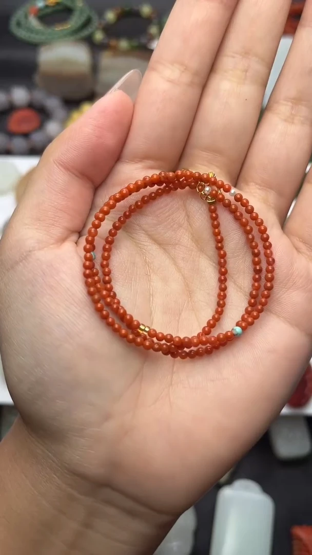 颈饰银S925镶嵌南红玛瑙万能链