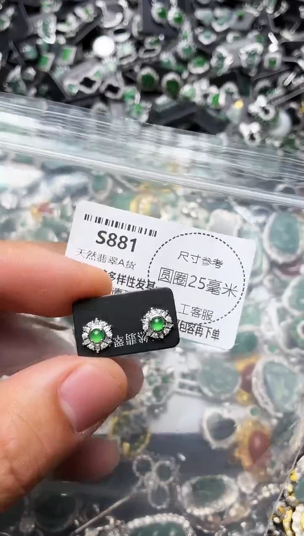 翡翠未镶嵌颈饰S881耳钉