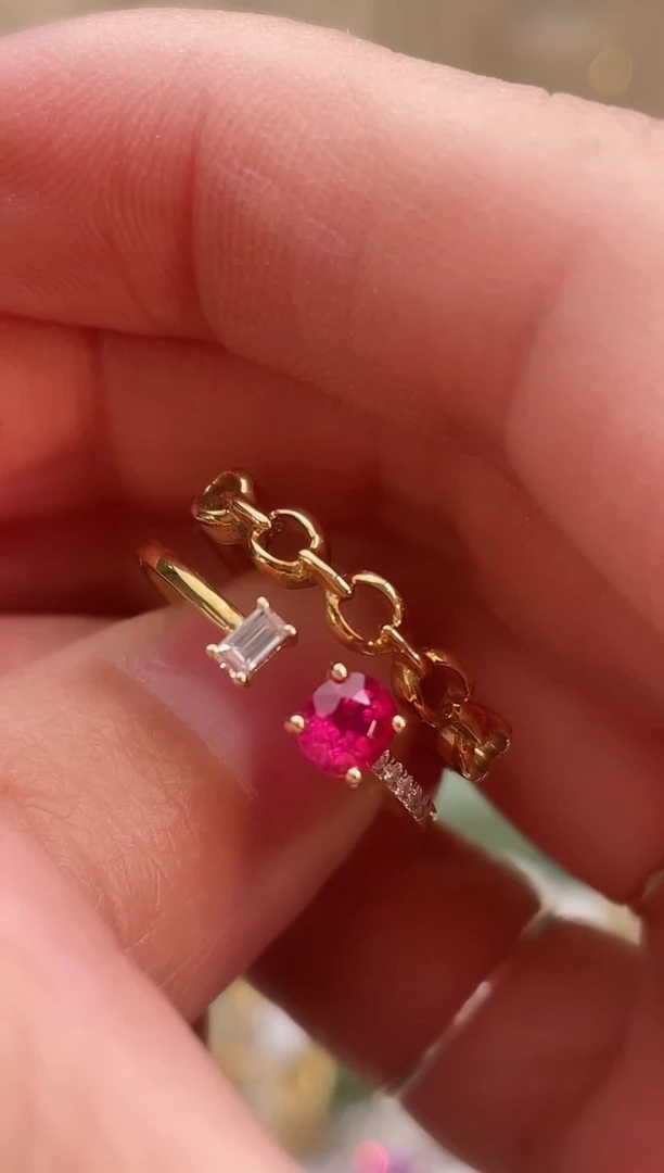 【闪购商品】红宝石戒指18K金镶嵌主石：0.44ct