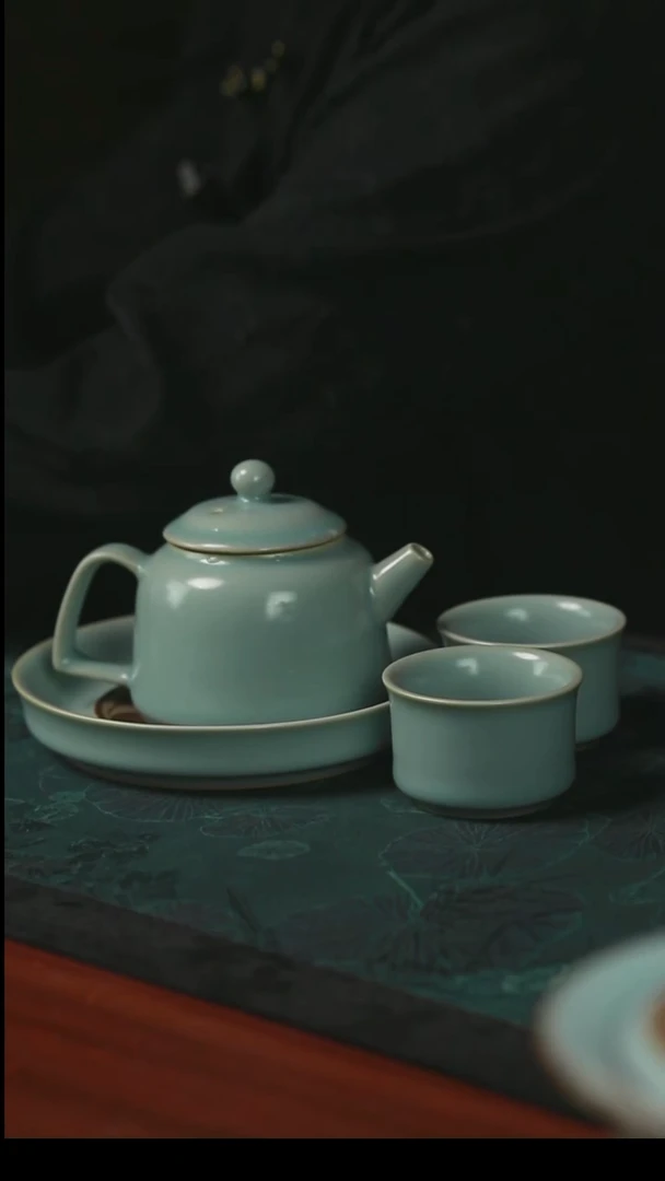 德钟壶 一壶两杯 壶承 仿古釉 一级品