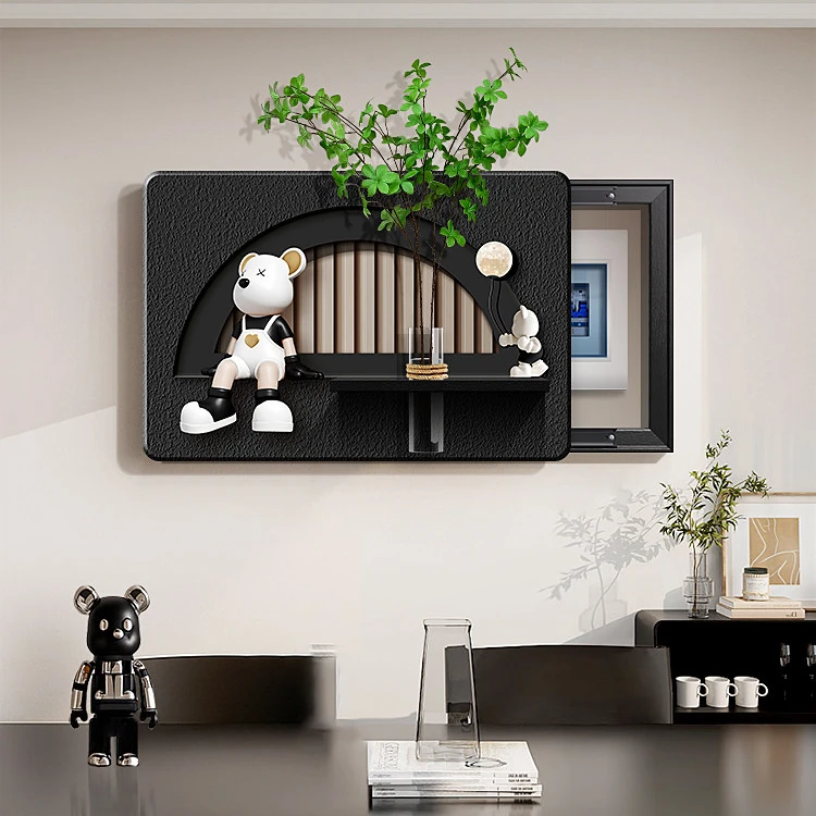 餐厅电表箱装饰画暴力熊客厅配电箱挂画水培绿植墙壁饰画
