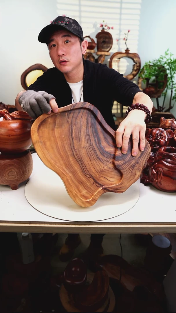 木香樟木摆件/三足盆微瑕