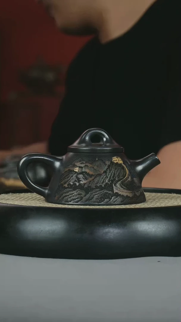 茶壶紫砂 原矿石黄 霸王石瓢 万里长城