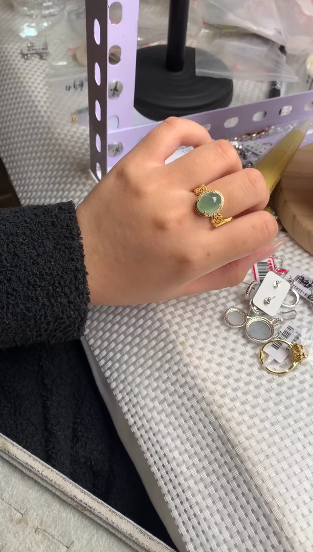 银S925镶嵌戒指翡翠凡*1