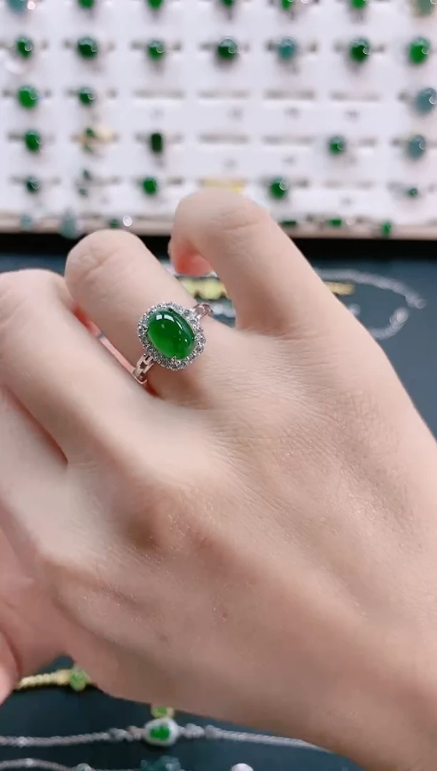 【闪购商品】翡翠戒指银S925镶嵌天然翡翠