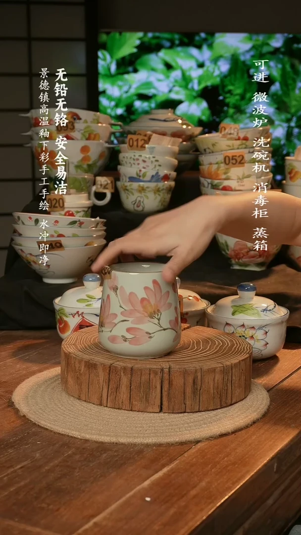 瓷景德镇高温瓷釉下彩手绘陶瓷