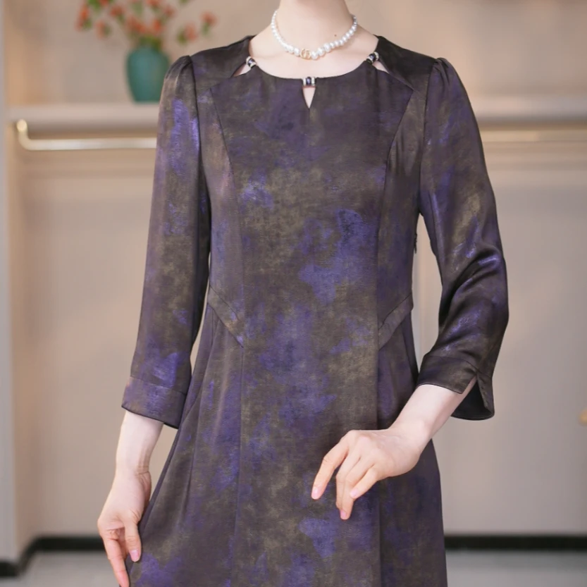 【MLY直播专享】桑蚕丝裙子女夏季2025新款连衣裙真丝国风中式显瘦