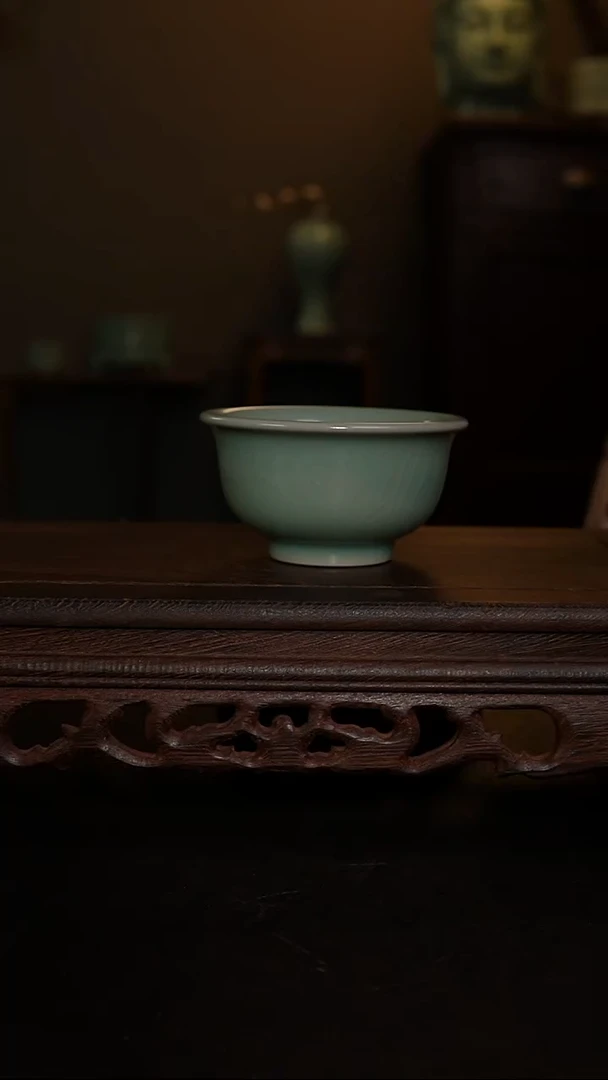 摆件仿古手工军绿压手杯