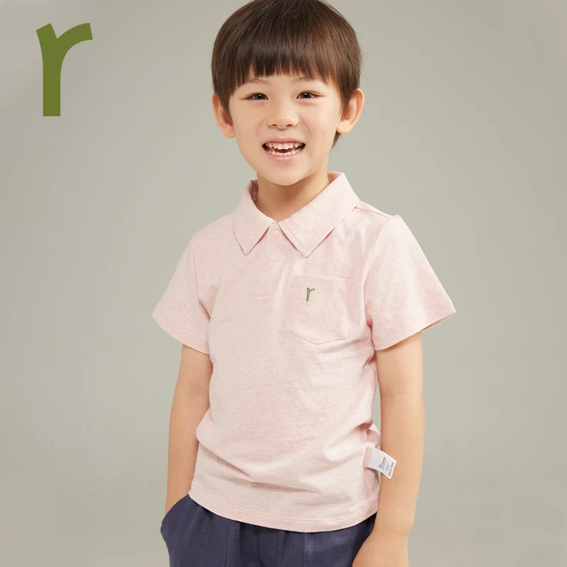 ArborTree 100%天然有机棉POLO领短袖T恤纯色休闲宝宝翻领儿童