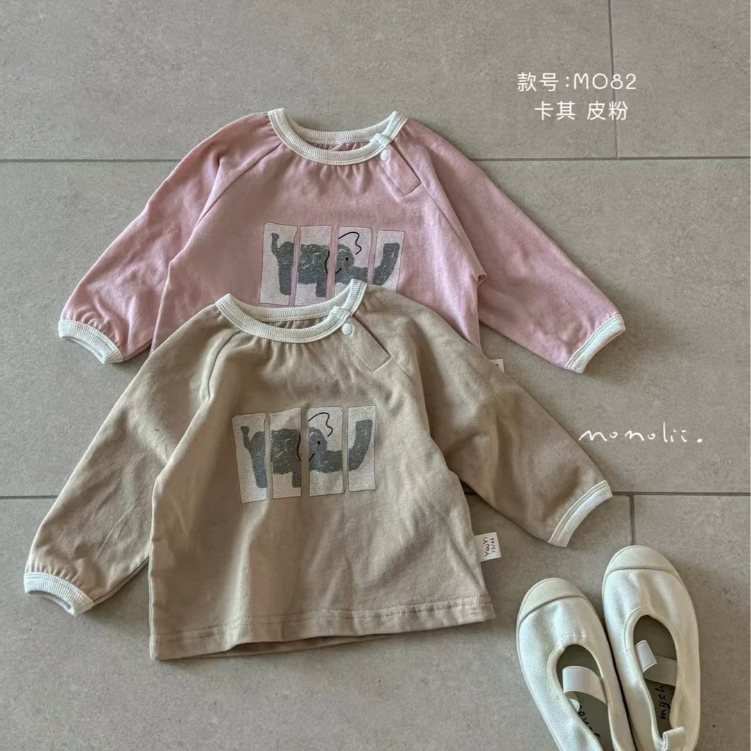 082-茉茉莉小象印花长袖上衣