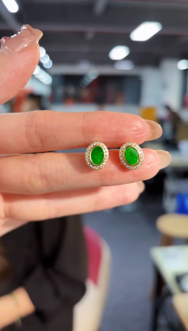 【闪购商品】翡翠耳饰未镶嵌8缅料A货/支持复检/一对